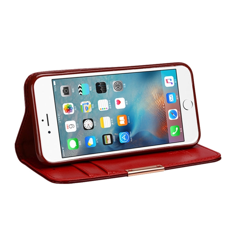 KALAIDENG ROYALE Series for  iPhone 8 & 7  TPU Magnetic Horizontal Flip Genuine Leather Case with Card Slots & Holder(Red)