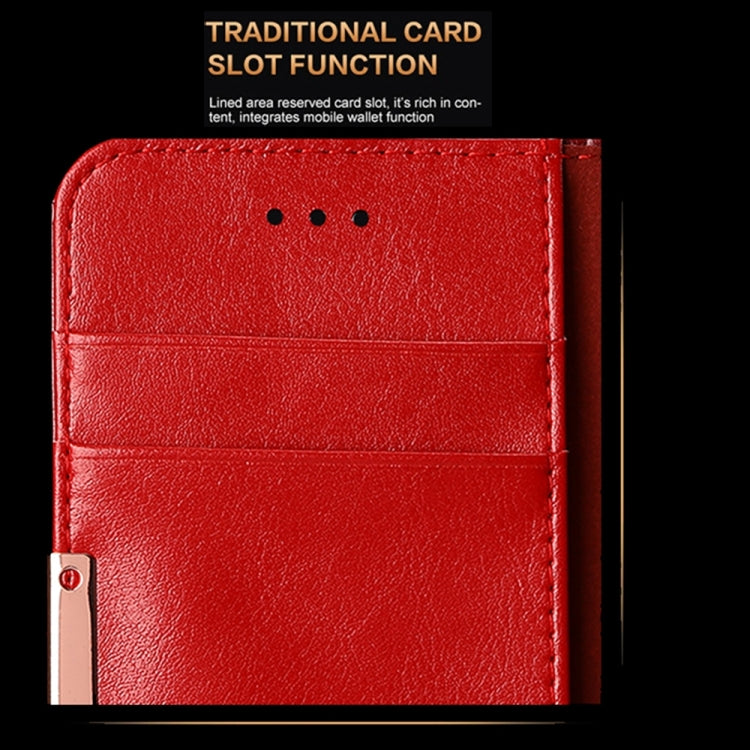 KALAIDENG ROYALE Series for  iPhone 8 & 7  TPU Magnetic Horizontal Flip Genuine Leather Case with Card Slots & Holder(Red)