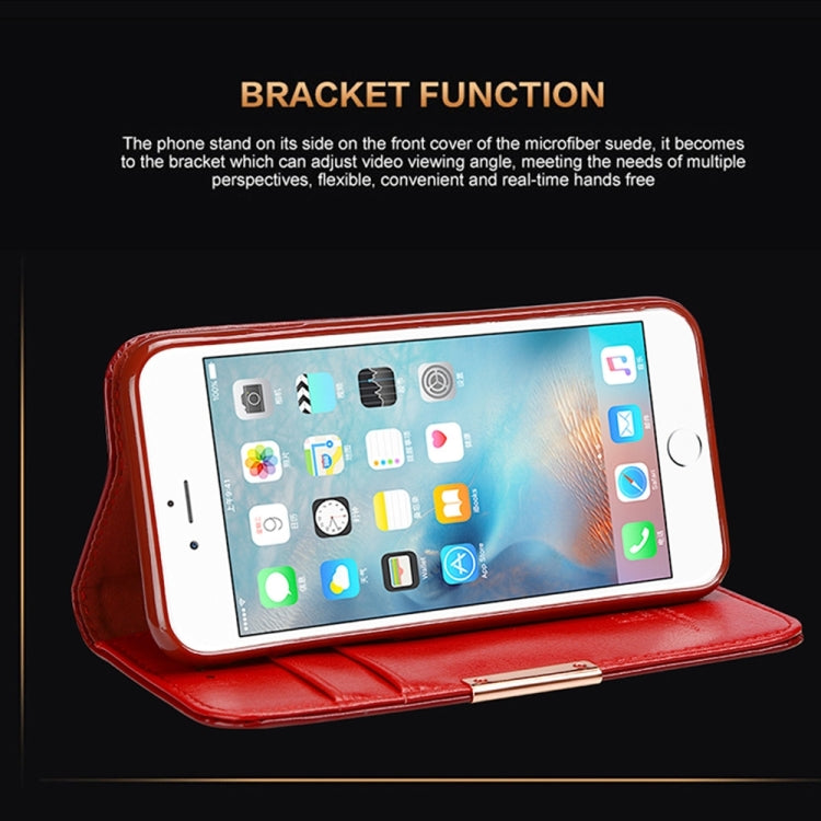 KALAIDENG ROYALE Series for  iPhone 8 & 7  TPU Magnetic Horizontal Flip Genuine Leather Case with Card Slots & Holder(Red)