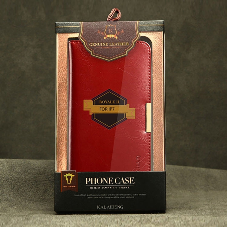 KALAIDENG ROYALE Series for  iPhone 8 & 7  TPU Magnetic Horizontal Flip Genuine Leather Case with Card Slots & Holder(Red)