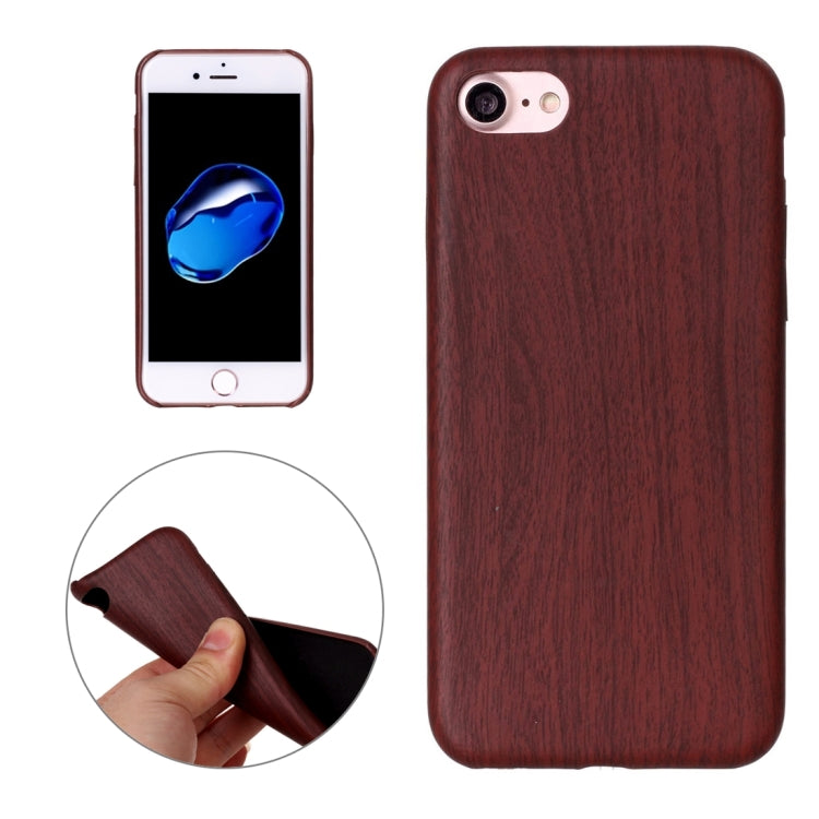 For  iPhone 8 & 7  Hot Embossed Wood Texture PU Back Cover Case