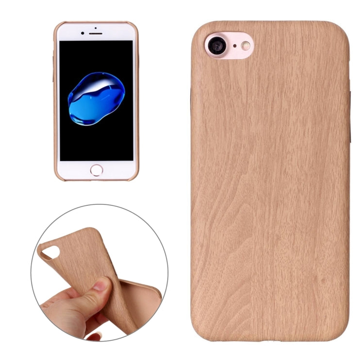 For  iPhone 8 & 7  Hot Embossed Wood Texture PU Back Cover Case