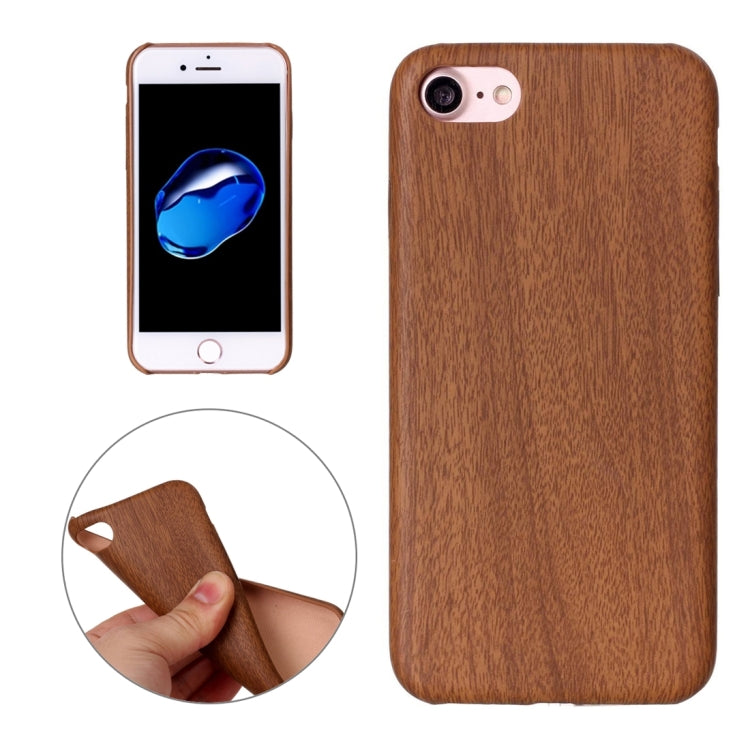 For  iPhone 8 & 7  Hot Embossed Wood Texture PU Back Cover Case