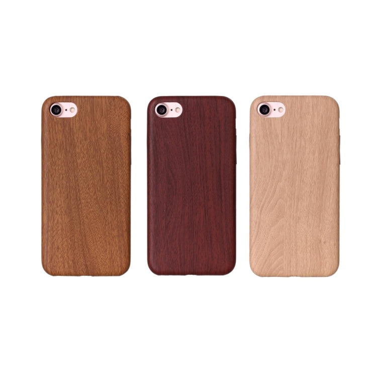 For  iPhone 8 & 7  Hot Embossed Wood Texture PU Back Cover Case