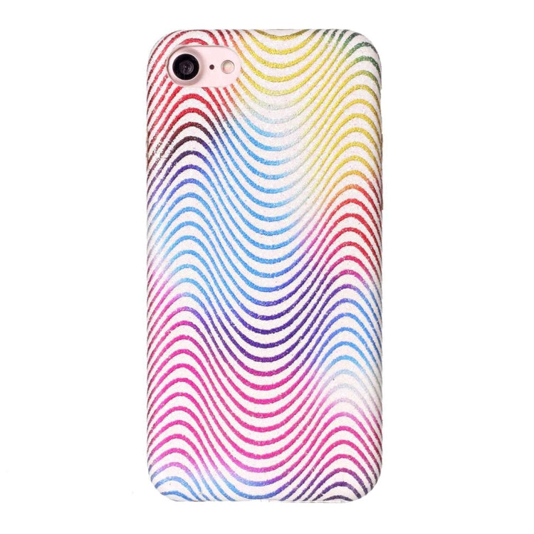 For  iPhone 8 & 7  Hot Embossed Flash Powder Wavy Textures PU Back Cover Case