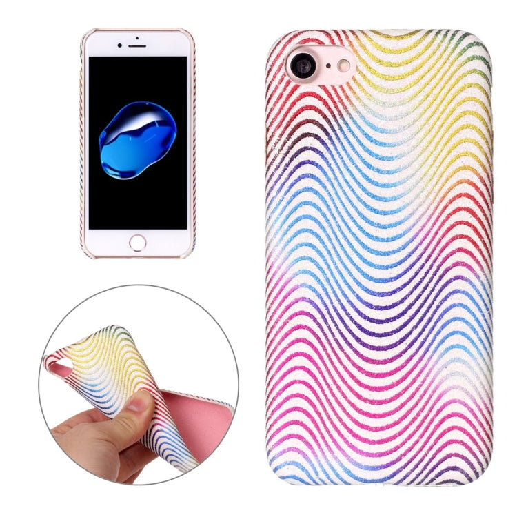 For  iPhone 8 & 7  Hot Embossed Flash Powder Wavy Textures PU Back Cover Case