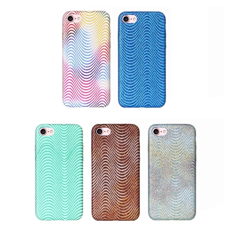 For  iPhone 8 & 7  Hot Embossed Flash Powder Wavy Textures PU Back Cover Case