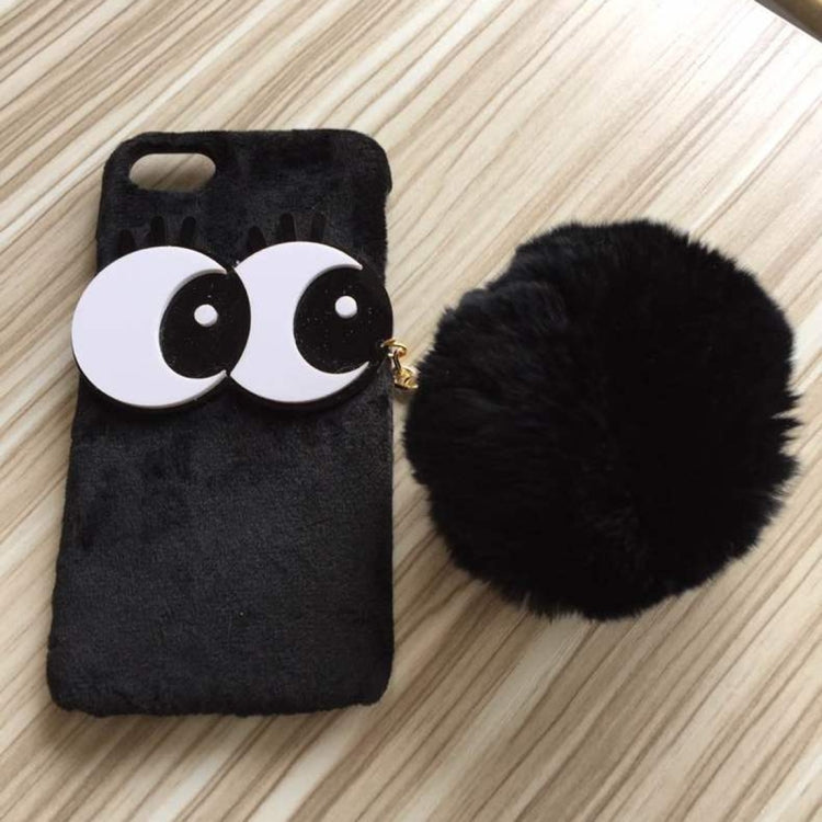 For  iPhone 8 & 7  3D Lovely Big Eyes Furry Ball Plush Cloth Protective Back Cover Cass