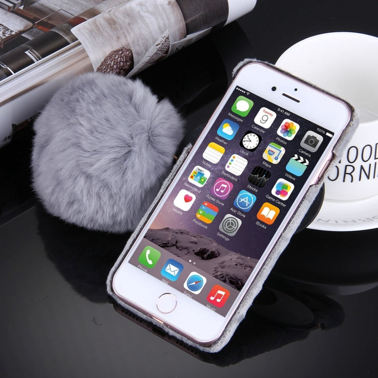 For  iPhone 8 & 7  3D Lovely Big Eyes Furry Ball Plush Cloth Protective Back Cover Cass