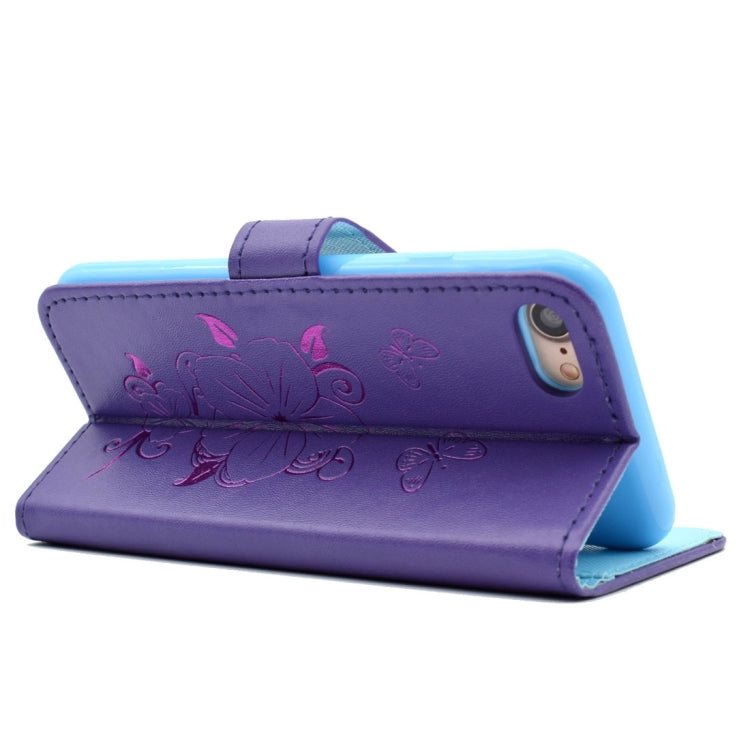 For  iPhone 8 & 7  Bronzing Butterfly Pattern Horizontal Flip PU Leather Case with Holder & Card Slots & Wallet