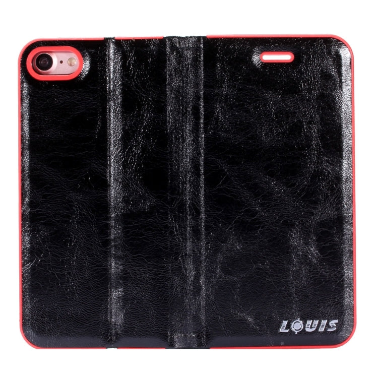 LOUIS for  iPhone 8 & 7  Crystal Texture PC Full Coverage Horizontal Flip Leather Case with Holder & Card Slots (Black)