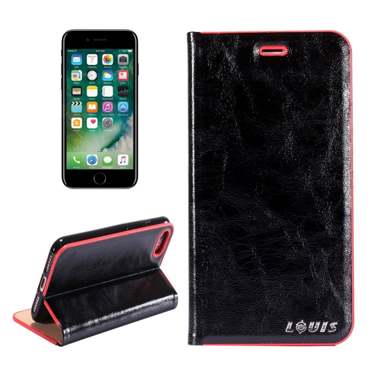 LOUIS for  iPhone 8 & 7  Crystal Texture PC Full Coverage Horizontal Flip Leather Case with Holder & Card Slots (Black)