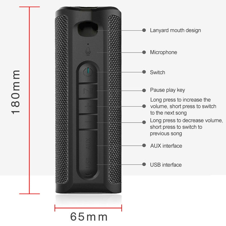 EBS-603 Portable Outdoor Waterproof TWS Audio 3D Surround Wireless Bluetooth Speaker (Black)