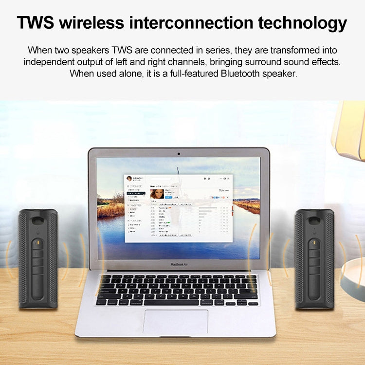 EBS-603 Portable Outdoor Waterproof TWS Audio 3D Surround Wireless Bluetooth Speaker (Black)