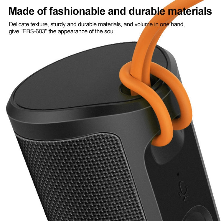 EBS-603 Portable Outdoor Waterproof TWS Audio 3D Surround Wireless Bluetooth Speaker (Black)