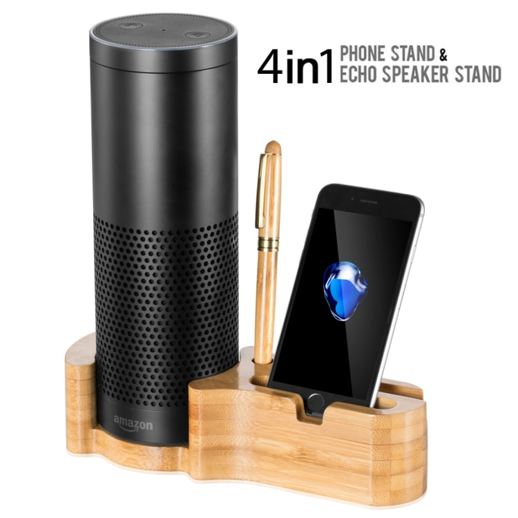 Multi-function Wooden Desk Stand Holder, for Mobile Phone / Speaker / Pen / Card