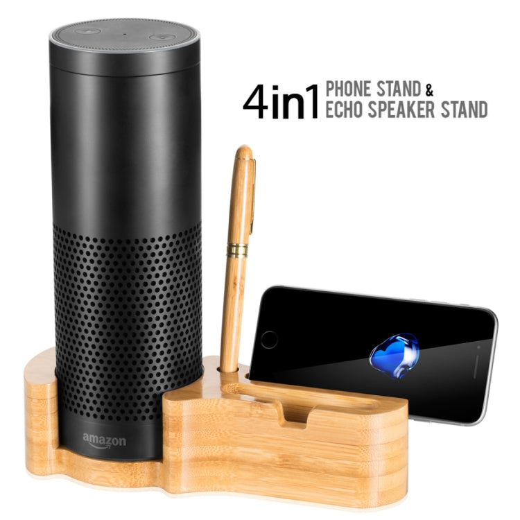 Multi-function Wooden Desk Stand Holder, for Mobile Phone / Speaker / Pen / Card