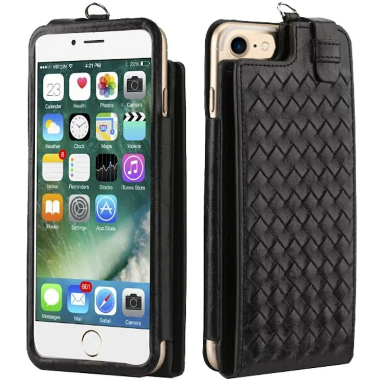 Multi-function Handmade Knit Texture Flip Leather Wallet Case with Card Slots & Lanyard for 4.7 inch  iPhone 8 & 7  & iPhone 6