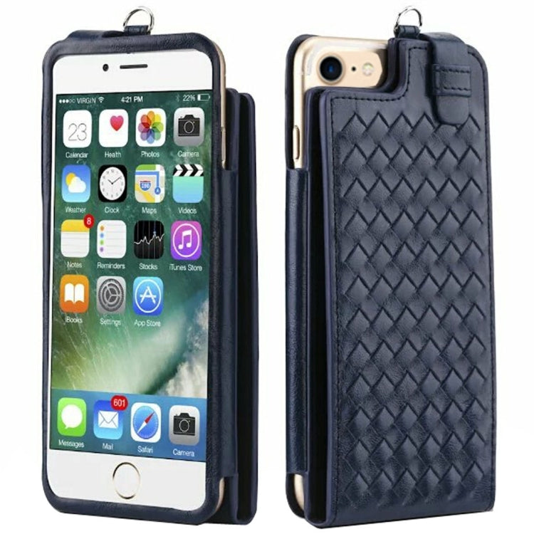 Multi-function Handmade Knit Texture Flip Leather Wallet Case with Card Slots & Lanyard for 4.7 inch  iPhone 8 & 7  & iPhone 6