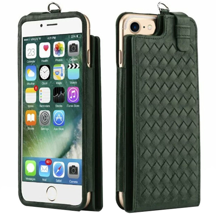 Multi-function Handmade Knit Texture Flip Leather Wallet Case with Card Slots & Lanyard for 4.7 inch  iPhone 8 & 7  & iPhone 6