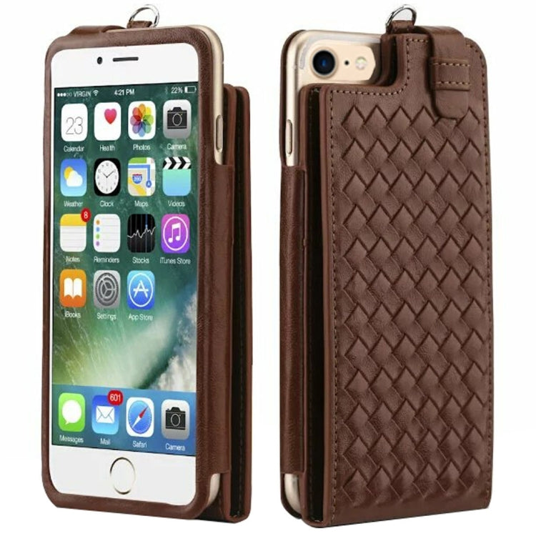 Multi-function Handmade Knit Texture Flip Leather Wallet Case with Card Slots & Lanyard for 4.7 inch  iPhone 8 & 7  & iPhone 6