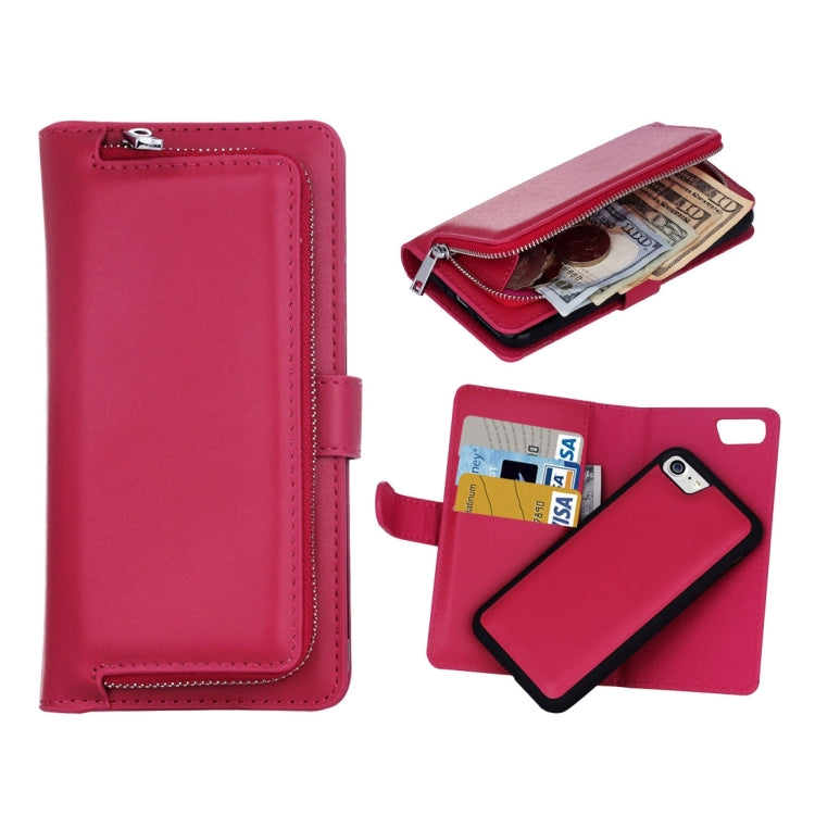 For  iPhone 8 & 7  Plain Weave Texture Zipper Horizontal Flip Leather Case with Detachable Back Protective Case & Card Slots & Wallet