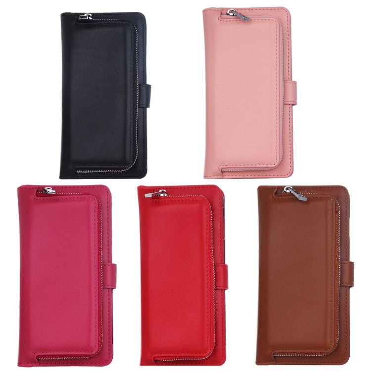 For  iPhone 8 & 7  Plain Weave Texture Zipper Horizontal Flip Leather Case with Detachable Back Protective Case & Card Slots & Wallet
