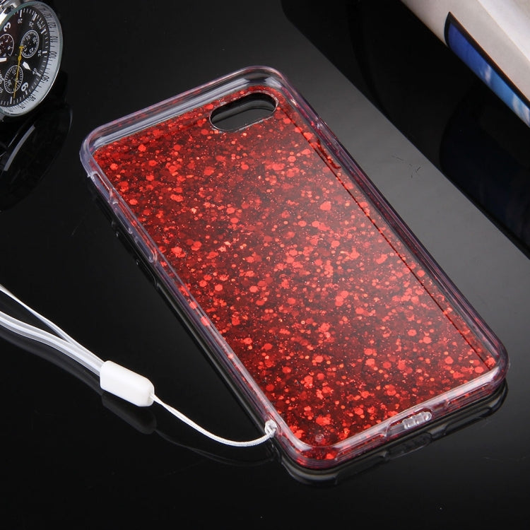 For  iPhone 8 & 7  Twinkling Paillette Plating Soft TPU Protective Case with 43cm Sling(Red)