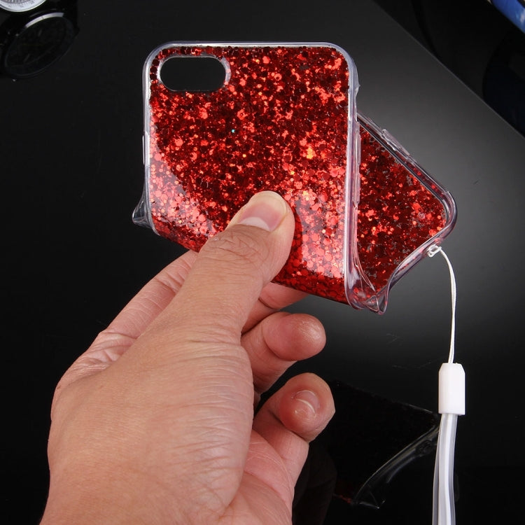 For  iPhone 8 & 7  Twinkling Paillette Plating Soft TPU Protective Case with 43cm Sling(Red)