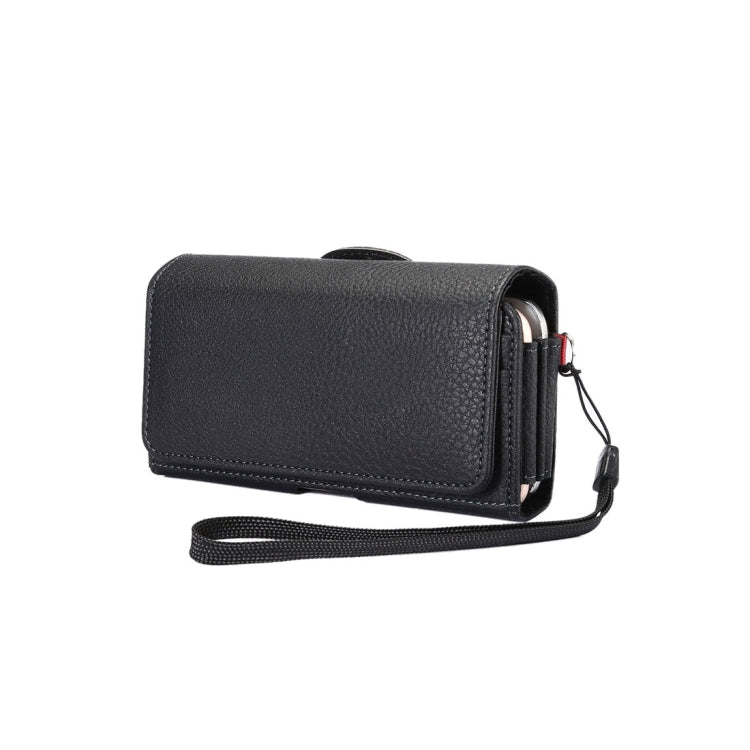 Universal Litchi Texture Vertical Flip Thwartwise Double Lattice PU Leather Case / Waist Bag with Back Splint & Card Slots & & Wallet & Lanyard for  iPhone 8 & 7  & 6s & 6, Galaxy SIV & SIII,Xiaomi Redmi 3 & 3X (Black)
