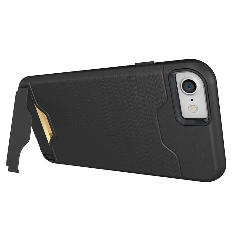 For  iPhone 8 & 7  Brushed Texture Separable TPU + PC Combination Back Case with Card Slot & Holder
