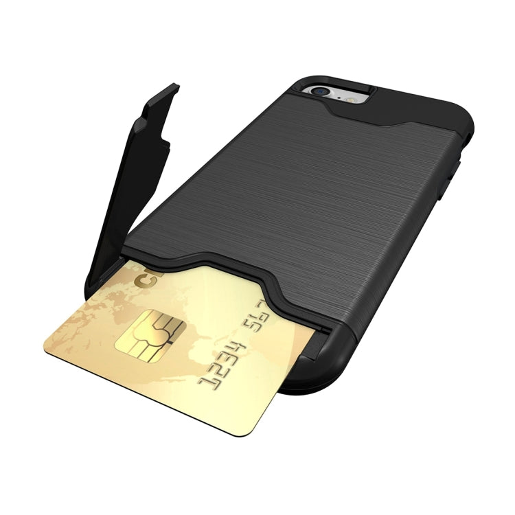 For  iPhone 8 & 7  Brushed Texture Separable TPU + PC Combination Back Case with Card Slot & Holder