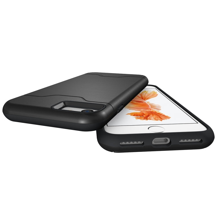 For  iPhone 8 & 7  Brushed Texture Separable TPU + PC Combination Back Case with Card Slot & Holder