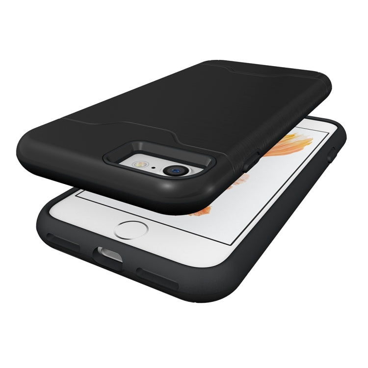 For  iPhone 8 & 7  Brushed Texture Separable TPU + PC Combination Back Case with Card Slot & Holder