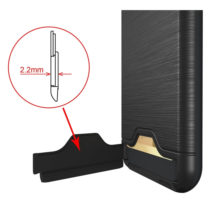 For  iPhone 8 & 7  Brushed Texture Separable TPU + PC Combination Back Case with Card Slot & Holder