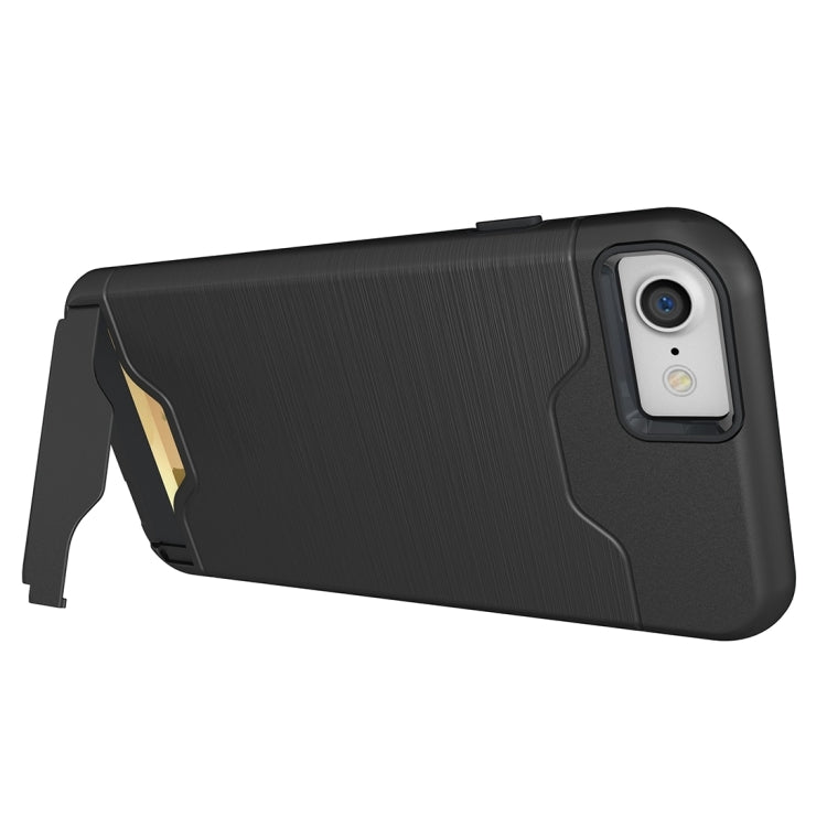 For  iPhone 8 & 7  Brushed Texture Separable TPU + PC Combination Back Case with Card Slot & Holder