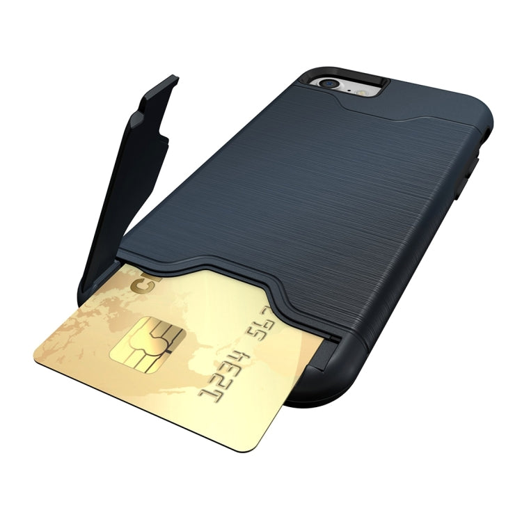 For  iPhone 8 & 7  Brushed Texture Separable TPU + PC Combination Back Case with Card Slot & Holder