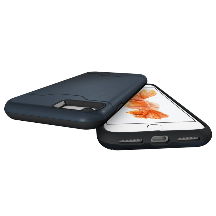 For  iPhone 8 & 7  Brushed Texture Separable TPU + PC Combination Back Case with Card Slot & Holder
