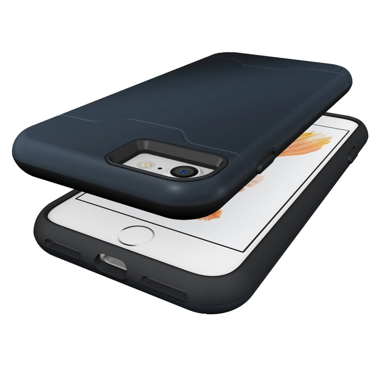 For  iPhone 8 & 7  Brushed Texture Separable TPU + PC Combination Back Case with Card Slot & Holder