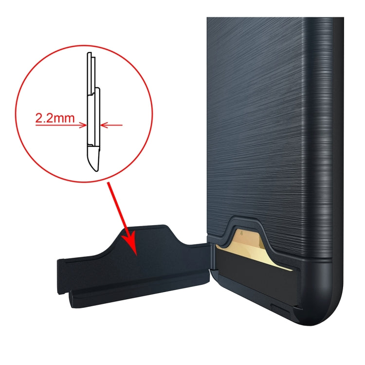 For  iPhone 8 & 7  Brushed Texture Separable TPU + PC Combination Back Case with Card Slot & Holder