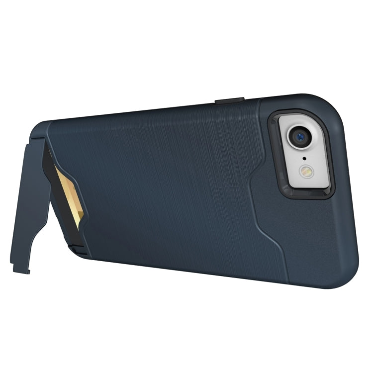 For  iPhone 8 & 7  Brushed Texture Separable TPU + PC Combination Back Case with Card Slot & Holder