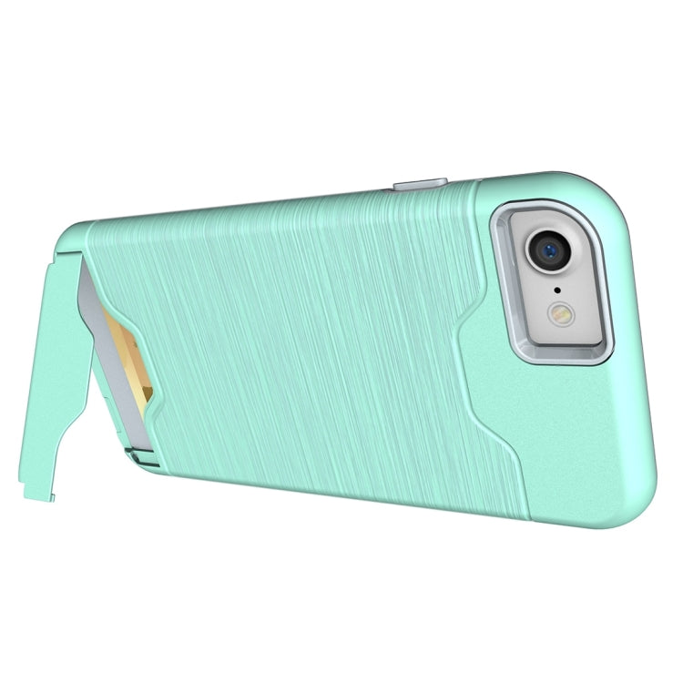 For  iPhone 8 & 7  Brushed Texture Separable TPU + PC Combination Back Case with Card Slot & Holder
