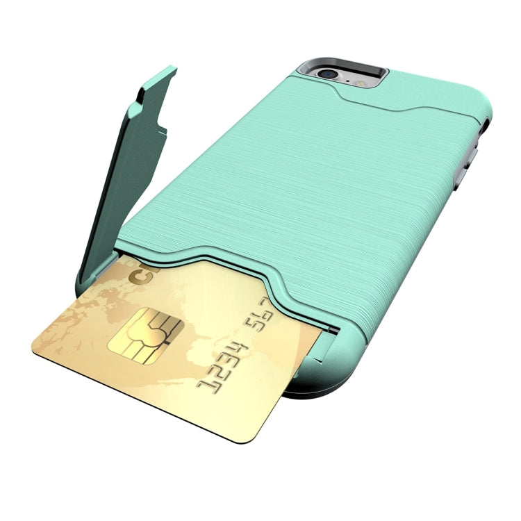 For  iPhone 8 & 7  Brushed Texture Separable TPU + PC Combination Back Case with Card Slot & Holder