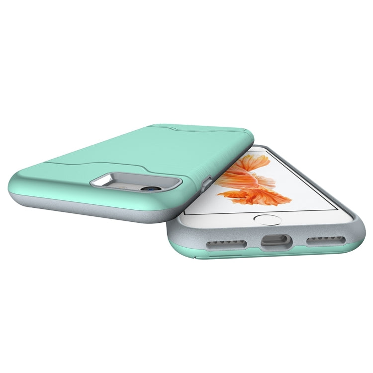 For  iPhone 8 & 7  Brushed Texture Separable TPU + PC Combination Back Case with Card Slot & Holder
