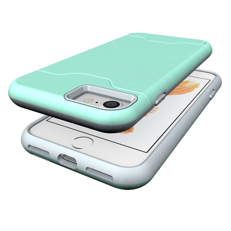 For  iPhone 8 & 7  Brushed Texture Separable TPU + PC Combination Back Case with Card Slot & Holder