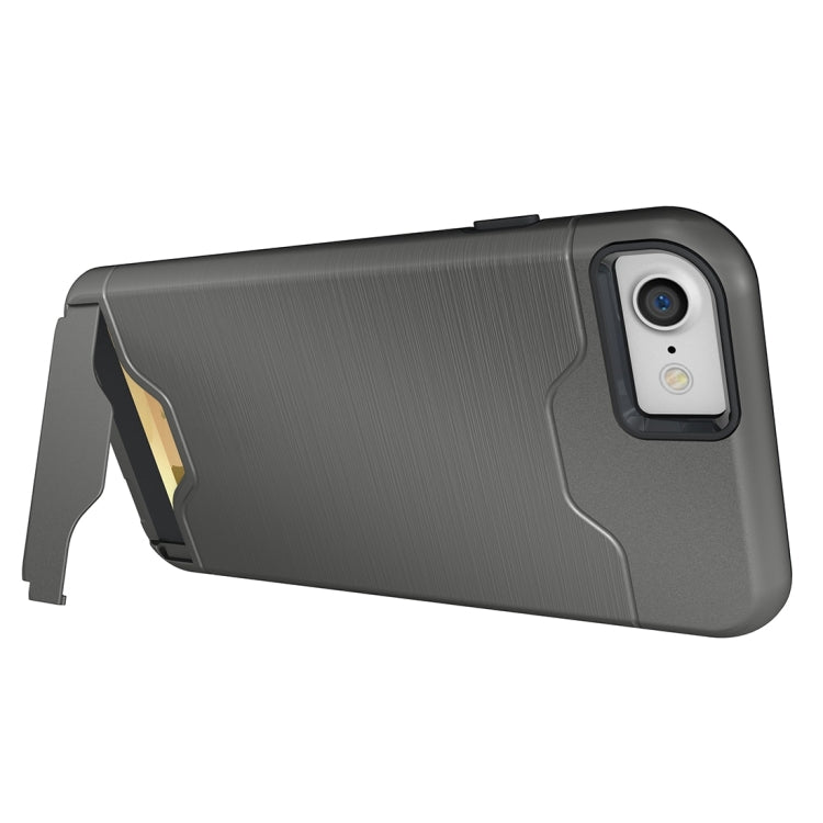 For  iPhone 8 & 7  Brushed Texture Separable TPU + PC Combination Back Case with Card Slot & Holder
