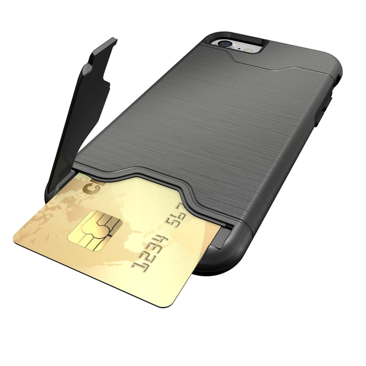 For  iPhone 8 & 7  Brushed Texture Separable TPU + PC Combination Back Case with Card Slot & Holder