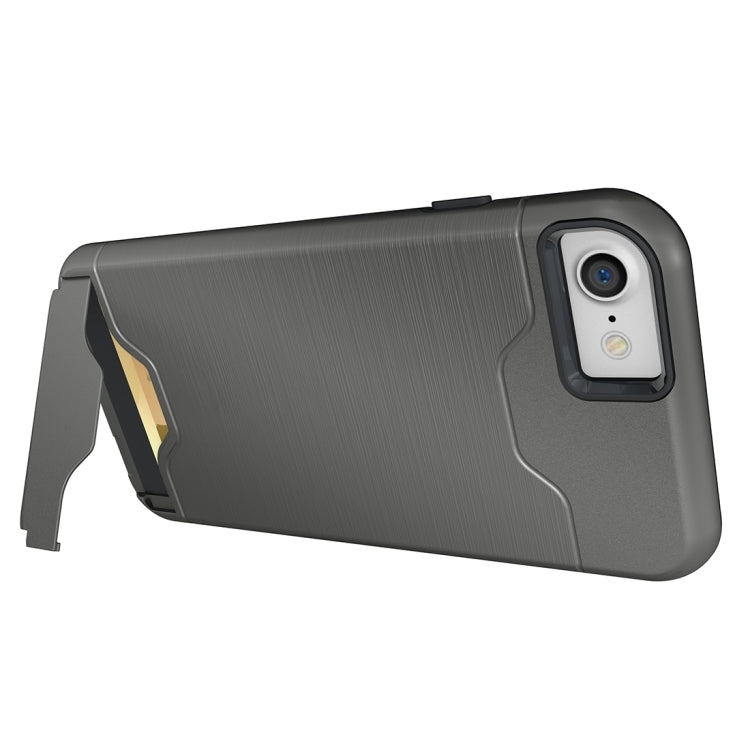 For  iPhone 8 & 7  Brushed Texture Separable TPU + PC Combination Back Case with Card Slot & Holder