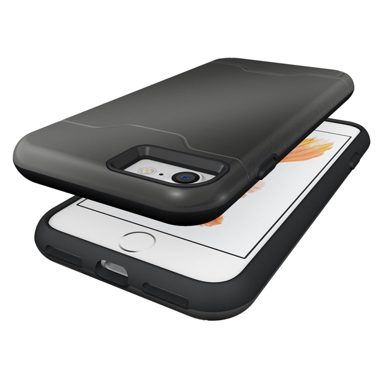 For  iPhone 8 & 7  Brushed Texture Separable TPU + PC Combination Back Case with Card Slot & Holder