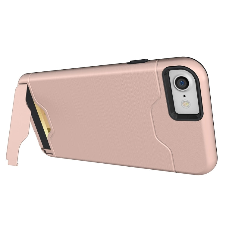 For  iPhone 8 & 7  Brushed Texture Separable TPU + PC Combination Back Case with Card Slot & Holder